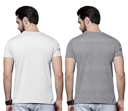 Cotton Solid Half Sleeves Mens Round Neck T-Shirt Pack Of 2